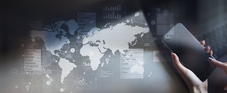 Business Operations and Strategy on a Wide Banner, Business and Technology Concept.