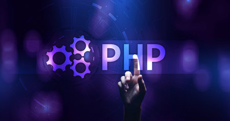 PHP Web development and coding internet and technology concept on virtual screen.