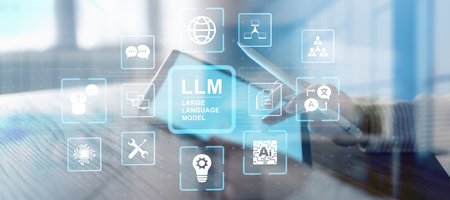 Large Language Model LLM Technology and Artificial Intelligence Applications on a Digital Interface.の写真素材