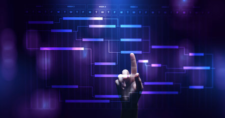 Project management diagram, time management, business and technology concept on virtual screen.