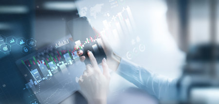 Financial Data Analytics and Mobile Technology Concept.