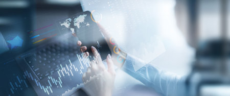 Financial Data Analysis and Market Performance Visualization Business and Finance concept.の写真素材