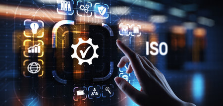 ISO standards quality control assurance warranty business technology concept.の写真素材