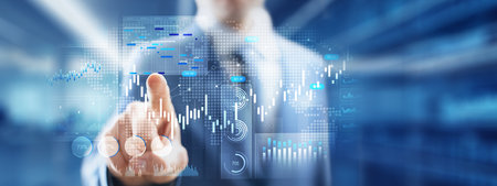 Data-Driven Business Strategy and Analytics Visualization on a Digital Touch Interface.の写真素材