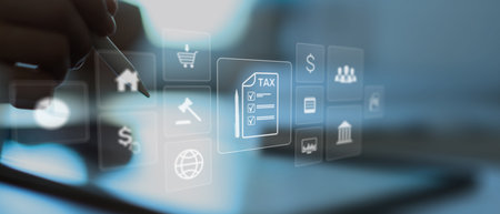 Digital Tax Filing and Financial Management Interface in Modern Business Environment.の写真素材