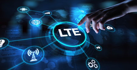 LTE Long-Term Evolution for High-Speed Mobile Connectivity, projection on a virtual screen, Business...