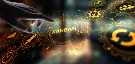 Kanban Concept: Visualizing Workflow for Improved Efficiency and Productivity.の写真素材