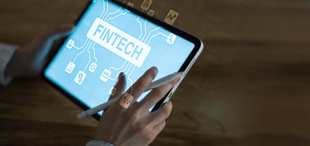 Financial Technology FinTech Innovations Illustrated Through Digital Interface and Business Analytics.の写真素材