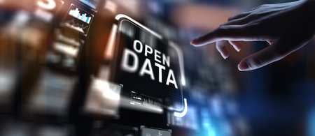 Open Data Promoting Transparency and Accessibility, projection on a virtual screen, Business and...