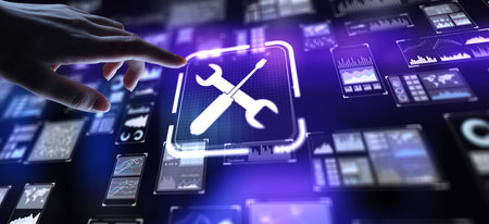 Support Providing Assistance and Resources, projection on a virtual screen, Business and Technology...
