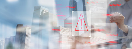 Cybersecurity Threat Alert with Digital Warning Interface.の写真素材
