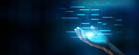 Project Management Timeline and Task Scheduling Visualization.