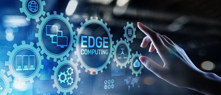 Edge computing modern IT technology on virtual screen concept.の写真素材
