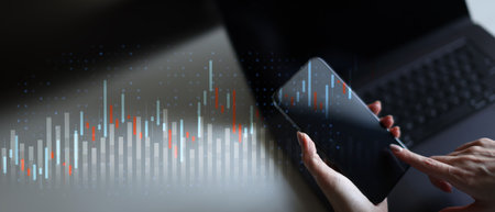 Financial Market Analysis and Trading Insights on a Wide Banner, Business and Technology Concept.