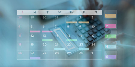 Project Management and Schedule Planning Displayed on a Digital Calendar Interface.