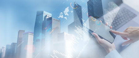 Financial Data Analysis and Market Performance Visualization Business and Finance concept.