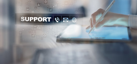 Customer Support and Communication Services Displayed on a Digital Interface.