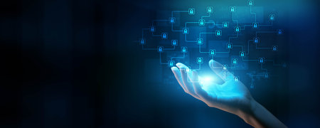 Blockchain Security and Data Protection in Digital Networks.の写真素材