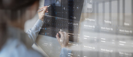Project Management Workflow Visualization with Task Progress Tracking Dashboard.の写真素材