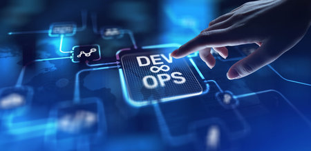 DevOps Development and Operations Integration for Efficient Delivery, projection on a virtual...
