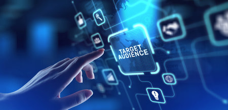 Target Audience Identifying and Engaging Key Consumer Groups, projection on a virtual screen, Business and Technology Concept.の写真素材