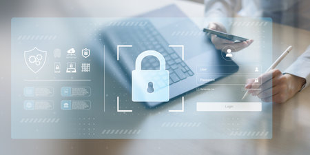 Secure Login and Cybersecurity Authentication Interface Technology concept.