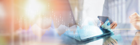 Trading and Market Trends Analysis on a Wide Banner, Business and Technology Concept.