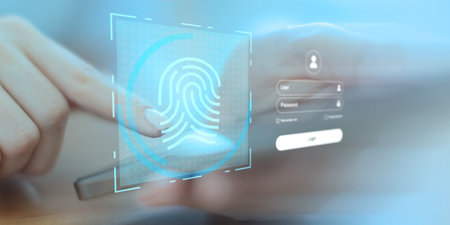 Biometric Authentication and Digital Identity Security with Fingerprint Login.の写真素材