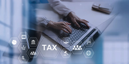 Digital Tax Management and Financial Operations Interface with Mobile Access.の写真素材