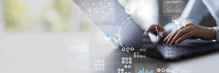 Data Visualization and Analytics for Informed Decision-Making on a Wide Banner, Business and Technology Concept.の写真素材