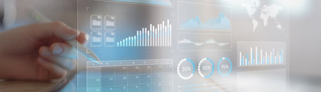 Interactive Data Analytics and Performance Metrics Visualization on a Modern Digital Tablet.の写真素材