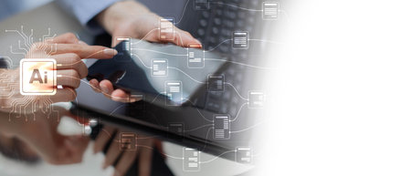 AI and Data Integration for Enhanced Decision-Making on a Wide Banner, Business and Technology Concept.の写真素材