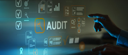 Digital Business Audit and Data Compliance Analysis on Virtual Interface.の写真素材