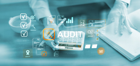 Business Audit and Financial Process Analysis on Digital Dashboard.の写真素材