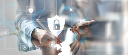 Cybersecurity and Data Protection in Digital Networks Technology concept.の写真素材