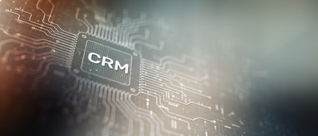 CRM Managing Customer Relationships Illustrated on a Processor.の写真素材