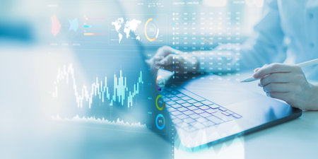 Analyzing Financial Data Trends with Interactive Digital Visualization Tools.の写真素材