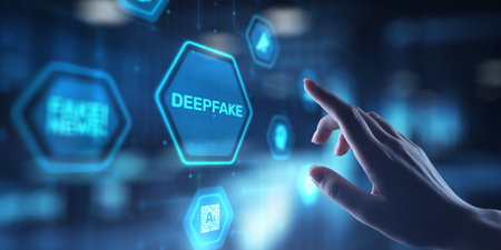 Deepfake Synthetic Media Creation and Manipulation, projection on a virtual screen, Business and...