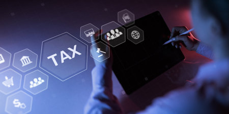 Digital Tax Management and Financial Operations Interface with Mobile Access.の写真素材