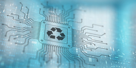 Recycling Data Technology, Sustainability and Electronic Waste Management Concept.