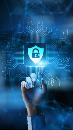 Cyber Security Safeguarding Digital Assets and Preventing Threats Technology Concept Illustrated on...
