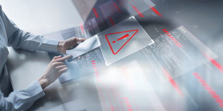 Cybersecurity Alert on Mobile Device Highlighting Data Breach Risk.の写真素材