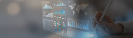 Interactive Data Analytics and Performance Metrics Visualization on a Modern Digital Tablet.の写真素材