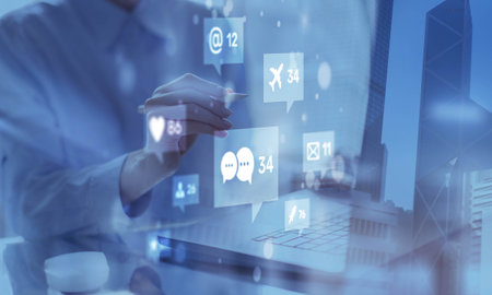 Social Media Communication and Digital Interaction.の写真素材