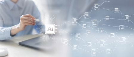 AI and Data Integration for Enhanced Decision-Making on a Wide Banner, Business and Technology Concept.の写真素材