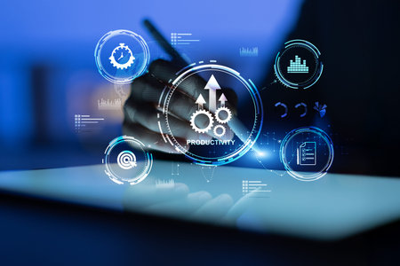 Productivity Performance Analytics Displaying Optimized Workflows and Strategic Targets.の写真素材