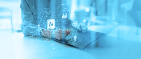 Artificial Intelligence and Digital Data Processing Deep Learning Neural Network.の写真素材