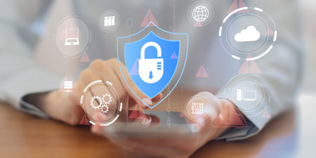 Cybersecurity Protection and Threat Prevention with Digital Shield Interface.