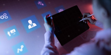 Business Process Management and Workflow Automation Illustrated on Digital Tablet.