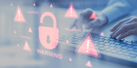 Critical Cybersecurity Breach Warning with Data Protection Risks.